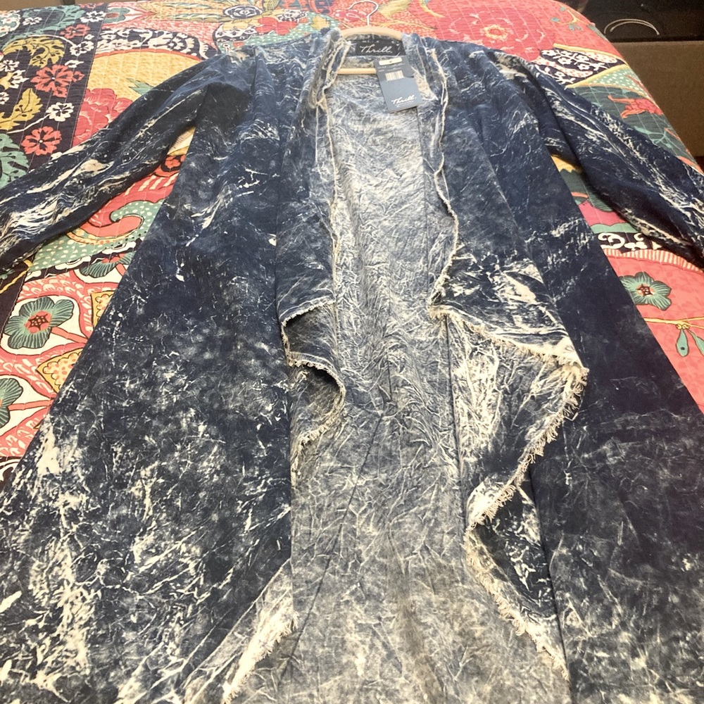Acid wash cardigan